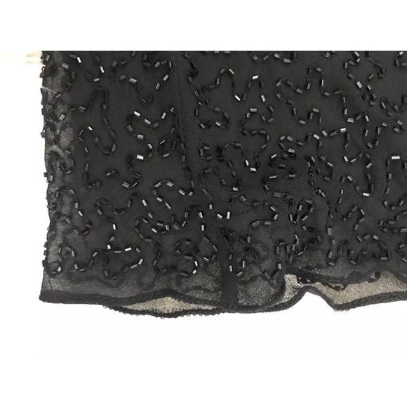 J LAXMI Black Beaded Fully Lined Swing Skirt VTG - Picture 3 of 4